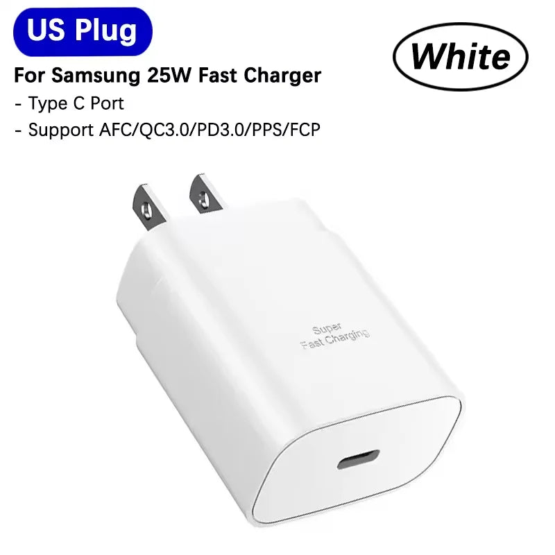 Samsung 25W Super Fast Charger Usb Type C Cargador Adapter For Galaxy S25 S24 FE S23 S22 S21 A17 A07 A55 Z Flip7 Fold6 5 M17 M07