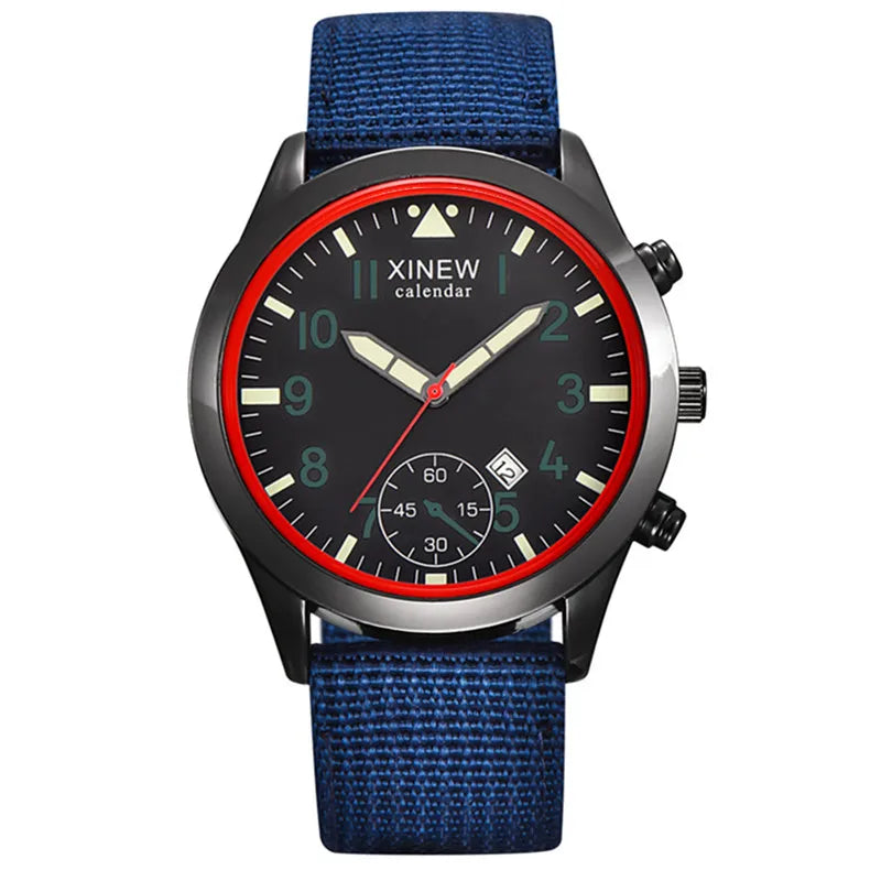 Men XINEW Brand Cheap Watches Students Fashion Nylon Band Military Sports Date Quartz Watch Erkek Barato Saat Montre Homme 2024