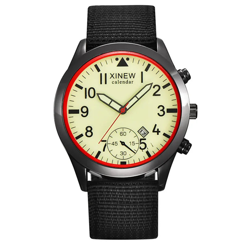 Men XINEW Brand Cheap Watches Students Fashion Nylon Band Military Sports Date Quartz Watch Erkek Barato Saat Montre Homme 2024