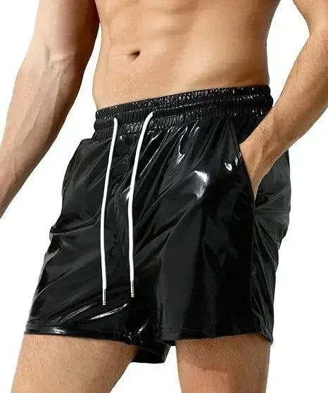 Shorts Pants Men Short Pant Lace Up High Elastic Waist Casual Pocket Loose Regular Splice Straight Trousers Autumn Winter