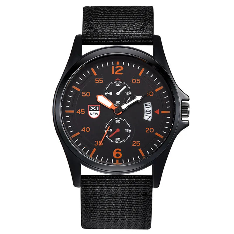Men Cheap Watches Students Fashion Casual Nylon Band Simple Date Army Sports Quartz Wrist Watch Erkek Barato Saat Montre Homme