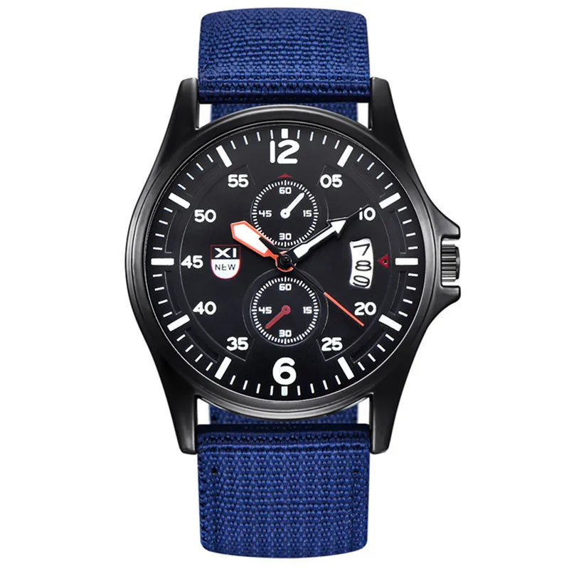 Men Cheap Watches Students Fashion Casual Nylon Band Simple Date Army Sports Quartz Wrist Watch Erkek Barato Saat Montre Homme