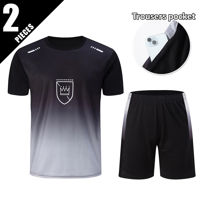 2/4/6 Pcs Plus Size Men's Quick-drying Short-sleeved Shorts Suit Men's Leisure Sports Running Fitness T-shirt Joker Shorts Teen