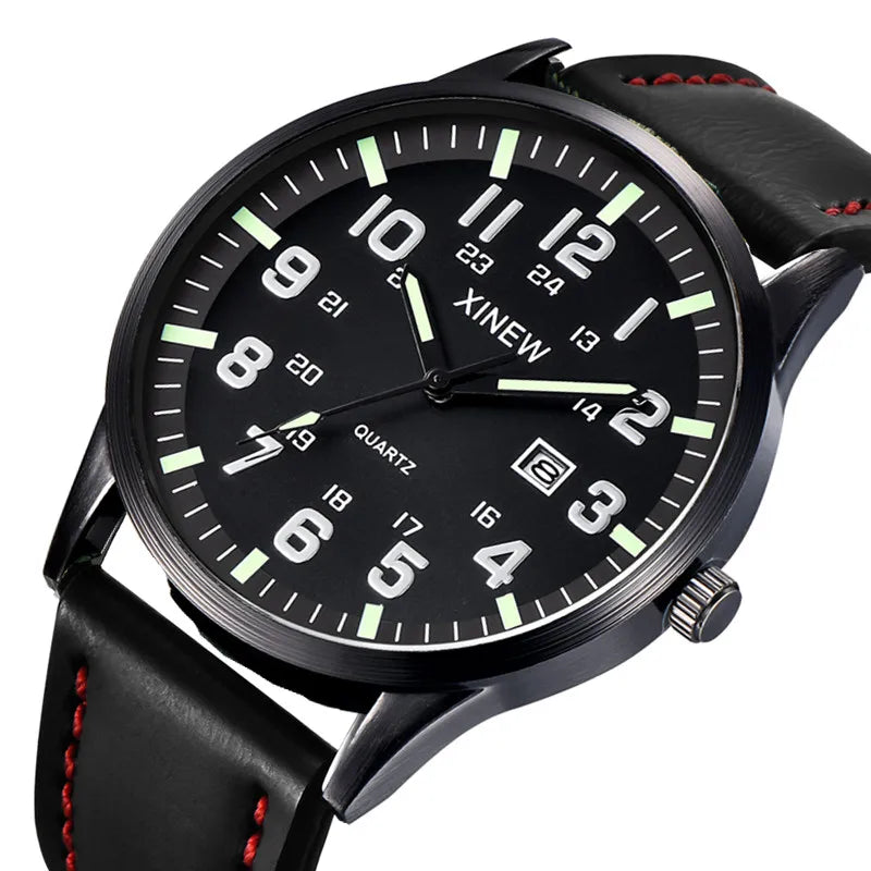 Men XINEW Brand Cheap Watches Students Children Fashion Leather Band Simple Sports Date Quartz Watch Kids Erkek Barato Saat 2024